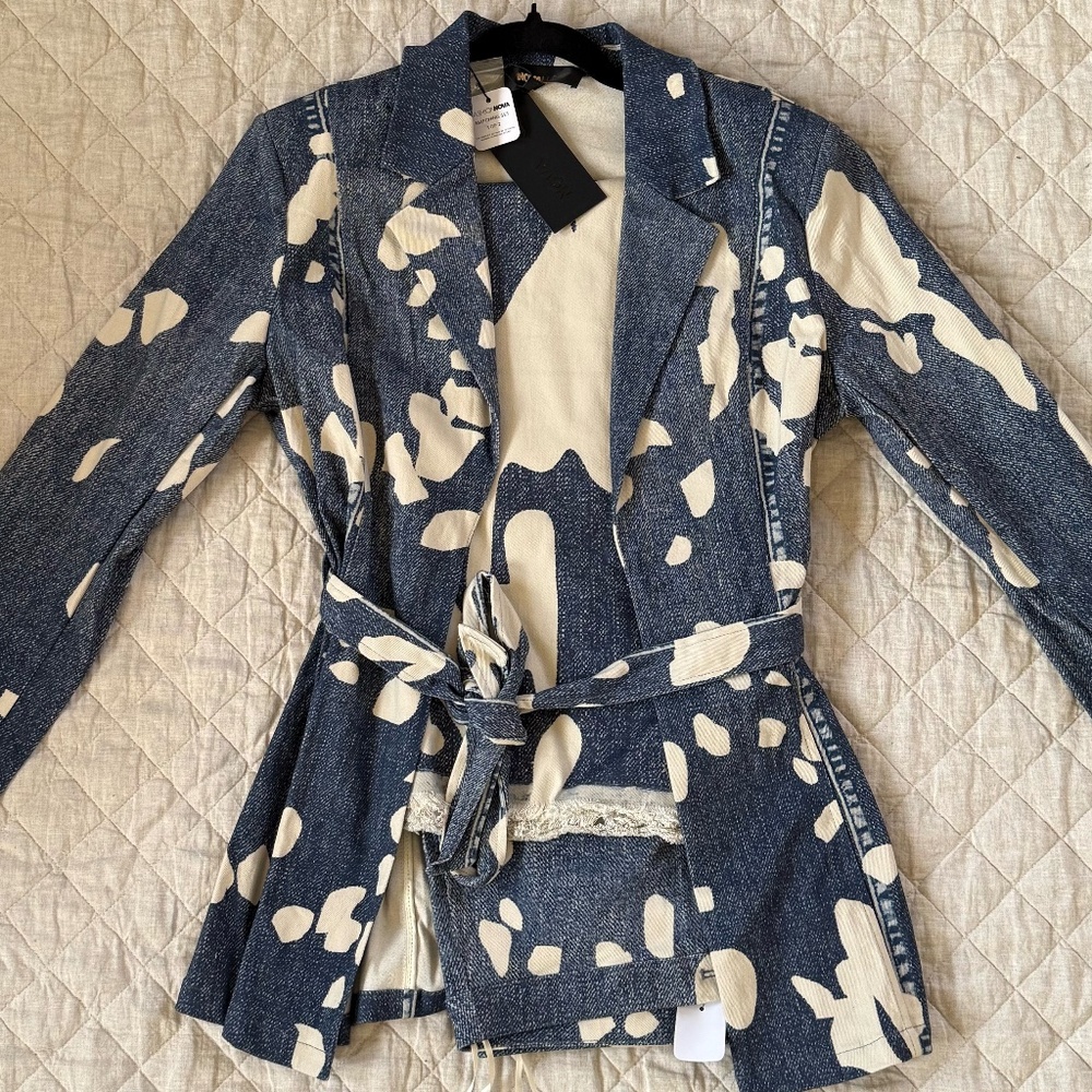 Blue & White Blazer Suit Set